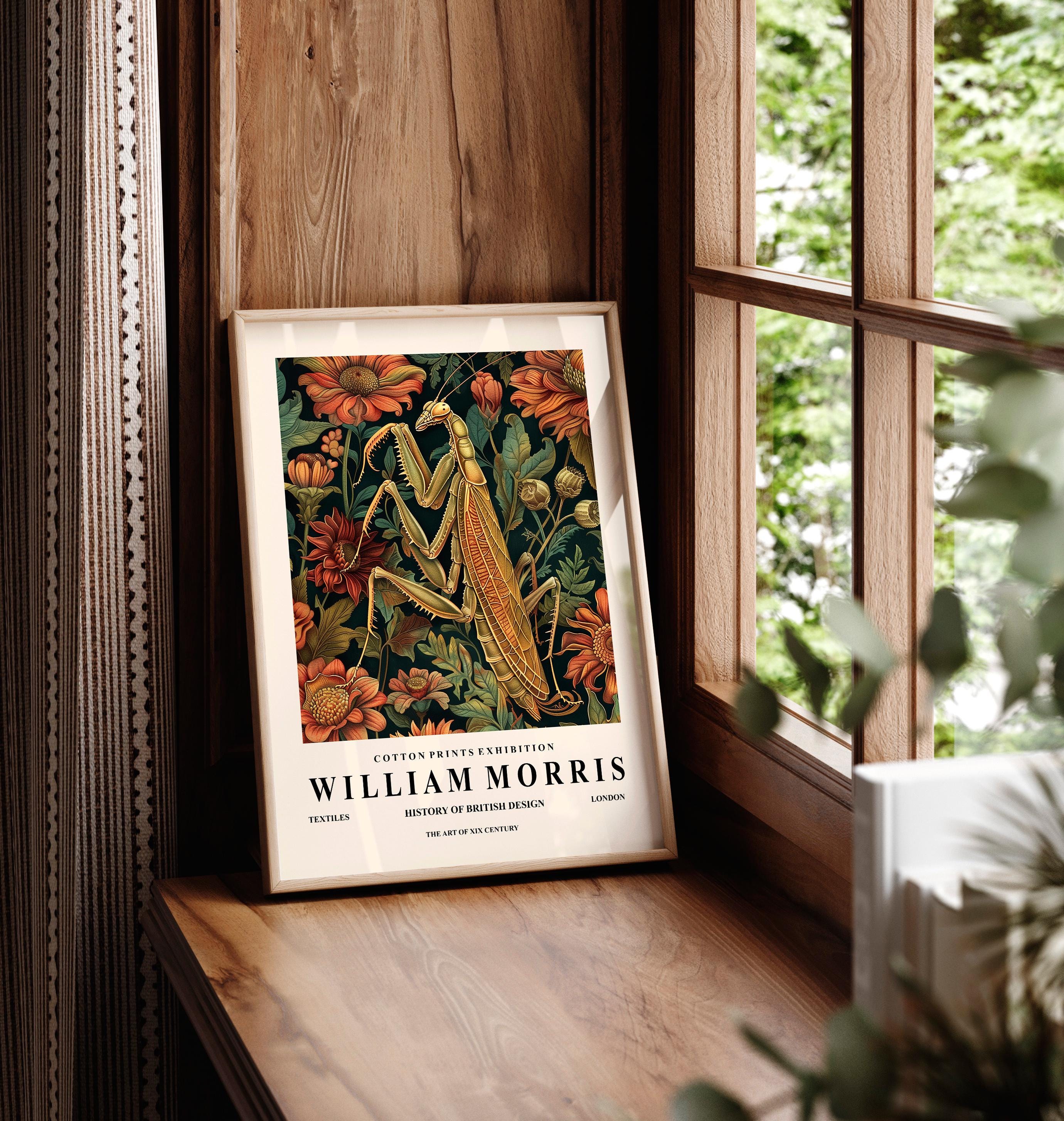 Praying Mantis Botanical Print: William Morris Style Art - Etsy