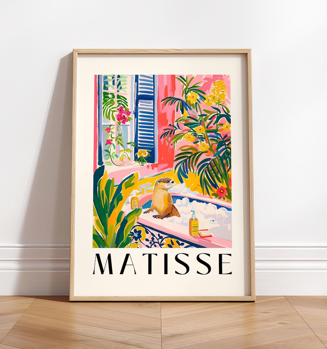 Otter in Bathtub Art Print: Matisse Style Tropical Bathroom Decor - Etsy
