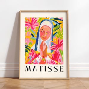 Stampa murale raffigurante una suora in preghiera, stampa d'arte cristiana, stampa di Henri Matisse, poster cattolico, arte moderna di metà secolo