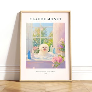 Bichon Frise Art Print: Monet Style French Bathroom Decor