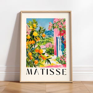 Spanish oranges poster, Mid century modern, Matisse art print, Pink dopamine decor, Travel poster