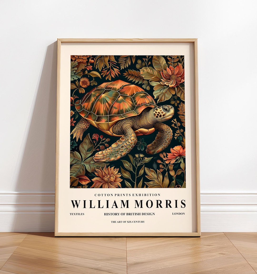 Sea Turtle Art Print: William Morris Style Botanical Decor - Etsy