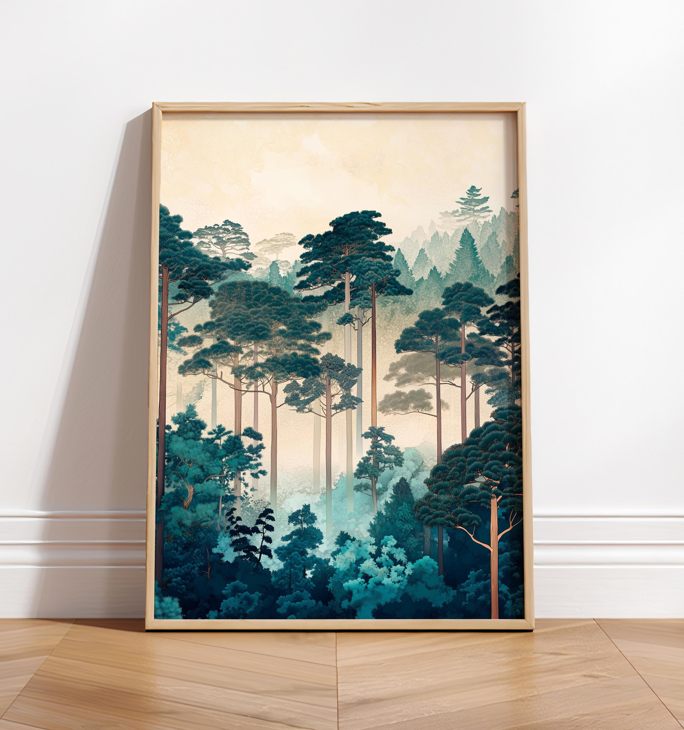Japanese Forest Print: Ukiyo-e Style Landscape Art - Etsy