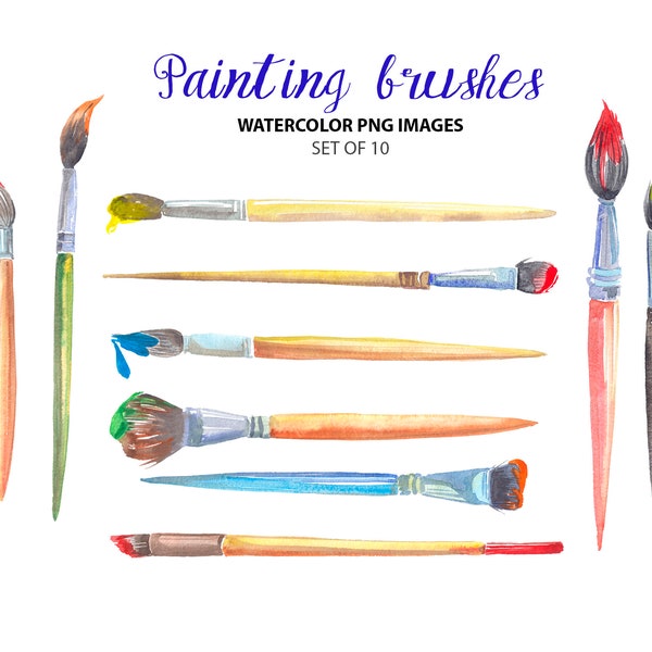 Watercolor painting brush clipart - Artist workshop clip art - Artistic images