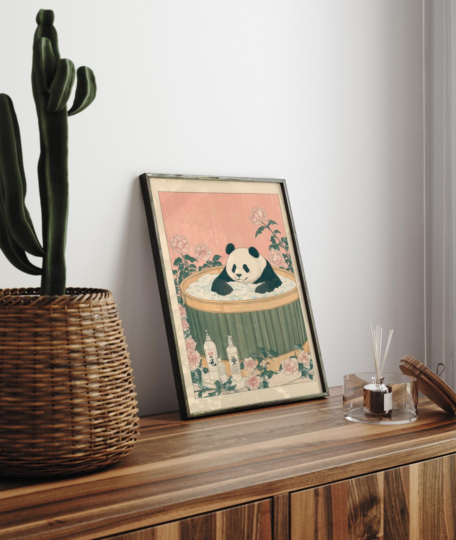 Panda Bathtub Print: Japanese Ukiyo-e Style Animal Art - Etsy
