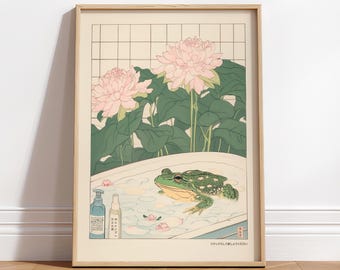 Japanischer Frosch Print: Ukiyo-e Style Badezimmer Wandkunst