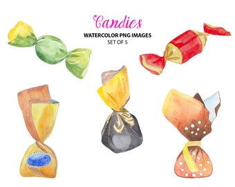 Candies clipart - Watercolor food clip art - Sweets clipart