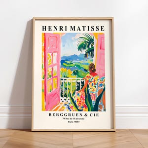 Arte bohemio mexicano, lámina de Henri Matisse, póster estético, decoración bohemia, arte mural rosa con aires veraniegos.