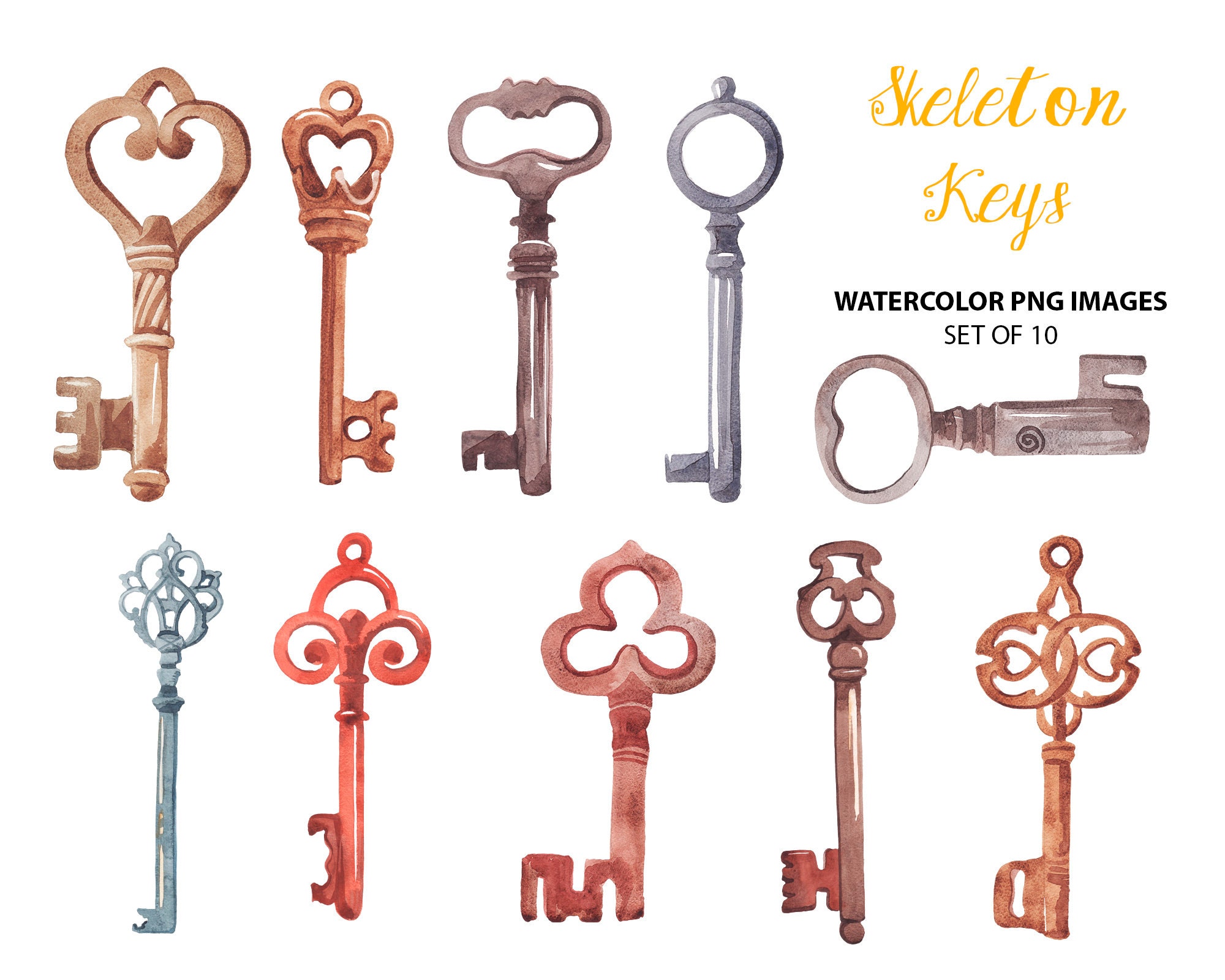 Premium Vector  Vintage watercolor victorian skeleton keys
