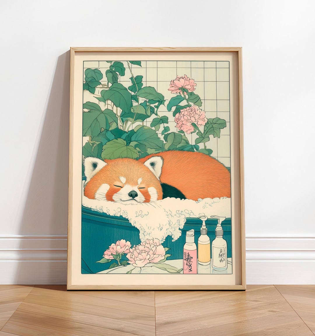 Red Panda Bathroom Print: Japanese Ukiyo-e Art - Etsy