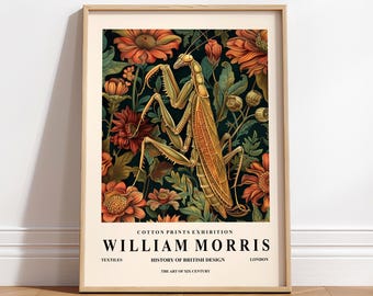 DPM maharishi 迷彩　アートブック Praying Mantis Botanical Print: William Morris Style Art - Etsy