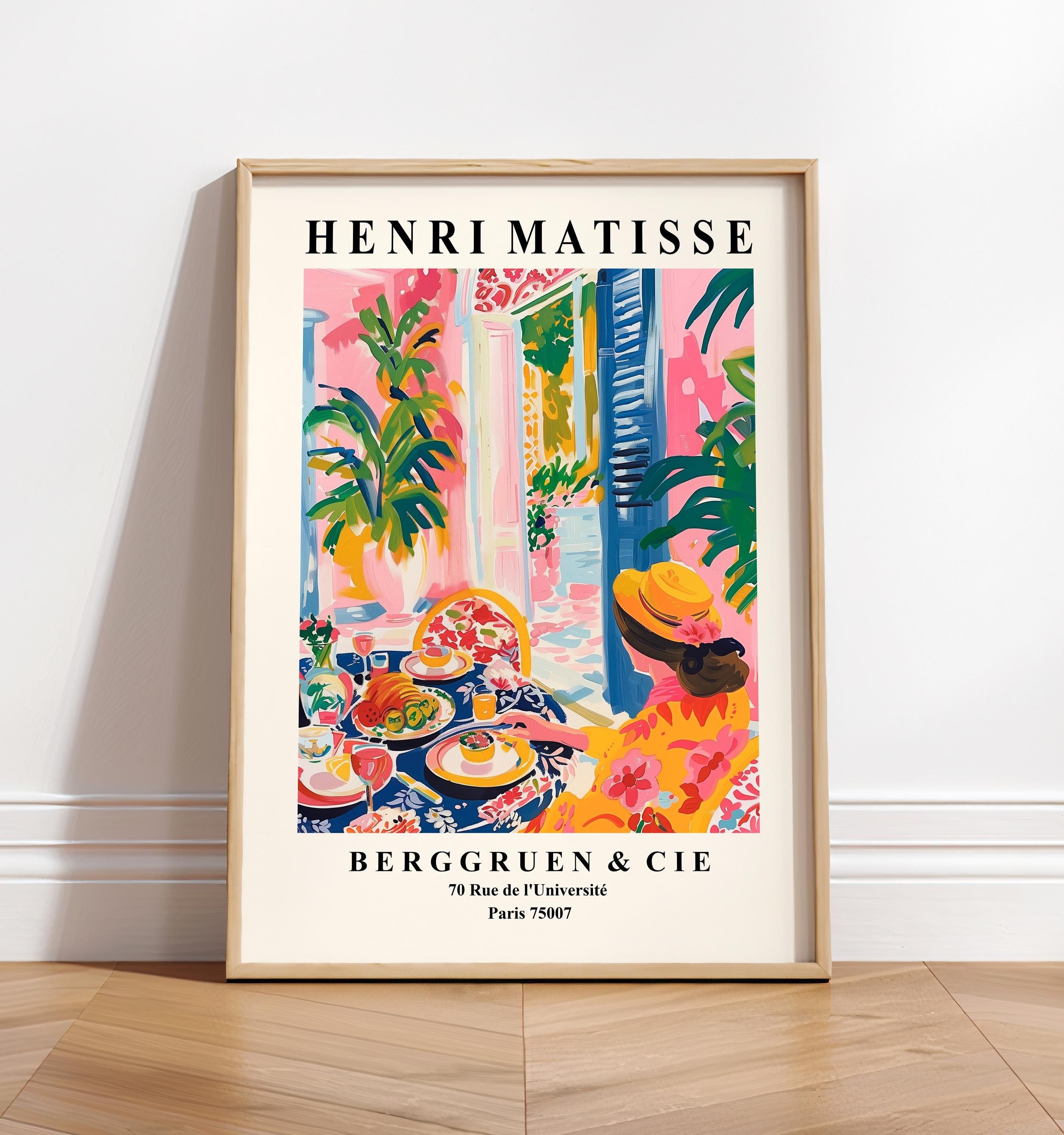 Matisse Style Art Print: Woman Dining, Preppy Mid-century Wall Art