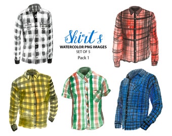 Fashion clip art- Shirts clipart - Watercolor clothing illustration