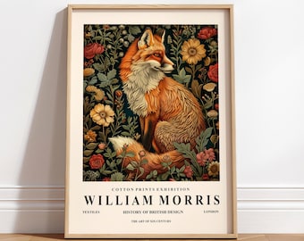 William Morris Print, Crocodile Wall Art, Floral Poster, Mid