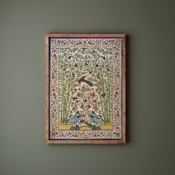 Indian Palempore Art | Mughal Vintage Art Print | Indian Textile Art | Oriental Art | Decorative Wall Print | Frame Not Included