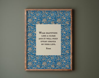 Retro Print | Boho Eclectic Art Print | Modern Home Decor | Aesthetic Rumi Quote | Happy Wall Art for Unique Spaces