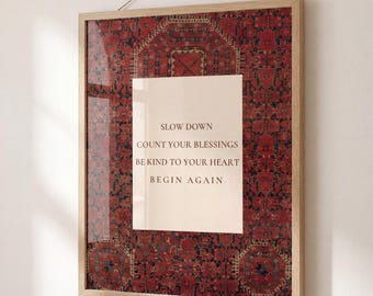 Persian Rug Inspired Quote Print, Custom Text, Motivational Wall Art, Warm Earthy Home Decor