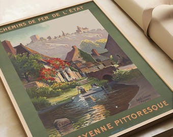 Vintage French Travel Poster: La Mayenne Pittoresque, 1920s Art