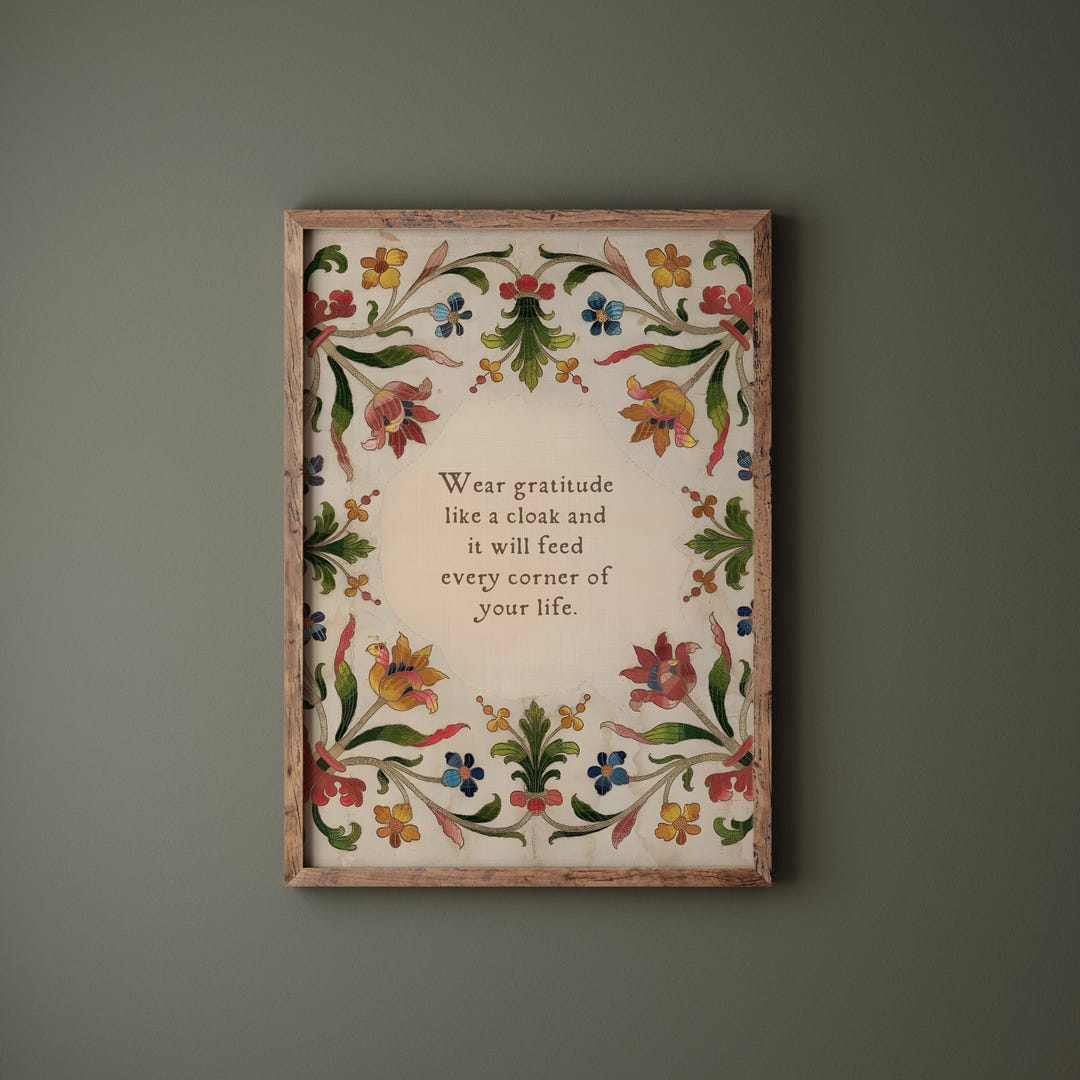 Rumi Quote Print Vintage Floral Art, Gratitude Poem Etsy