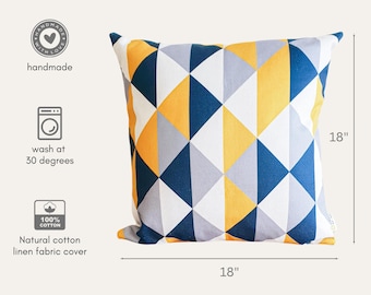 Scandi, Geometric, Boho, Chic, Modern, Retro Cushion Cover, Cotton Linen Blend, 18 x 18&quot; (single cushion cover)