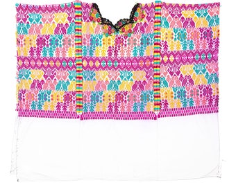 Buenavista huipil. Mayan ethnic poncho. Guatemala vintage fabric