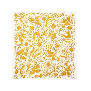 Original handmade Mexican Otomi embroidery 75&quot; x 75&quot;. Olive, Lime and Golden