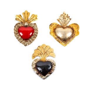 4.75&quot; high. Pack of Tin Hearts handmade in Mexico. SMALL SIZE. Create your set