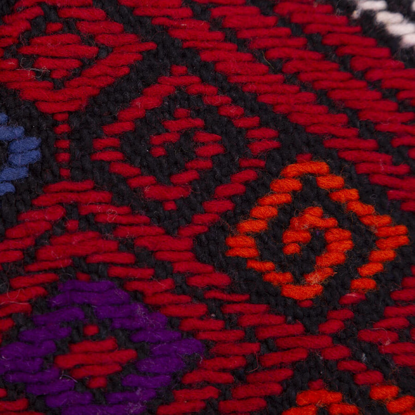 Black and Red Pure Wool Rug 5x2.5 Ft. Handwoven Mexican Wool Etsy