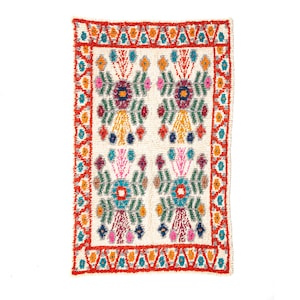Handmade wool rug from Guatemala 235x150. Handmade pure wool kilim from Momos bohemian decoration