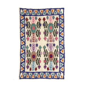 Handmade Guatemalan wool rug Dark Blue 235x150cm. Pure wool bohemian decoration rug