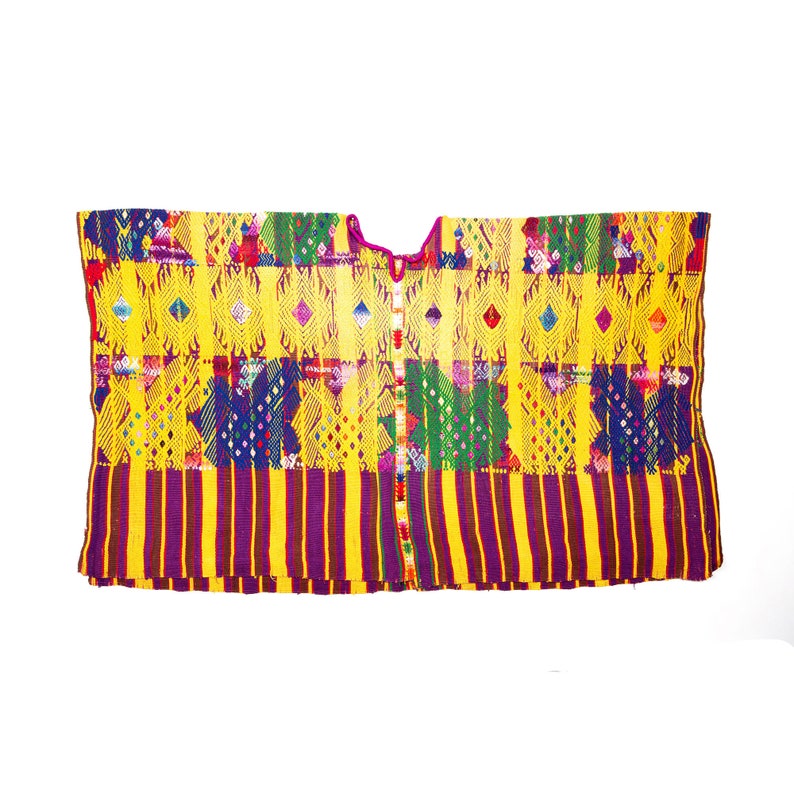 San Juan Sacatepequez vintage huipil handmade. Vintage poncho from Guatemala. Mayan fabrics image 1