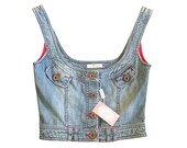 Y2K BLUMARINE NWT corset style scoop neck denim crop top size small-medium