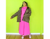 1990s soft felt cheetah print oversized jacket w pockets size small-large