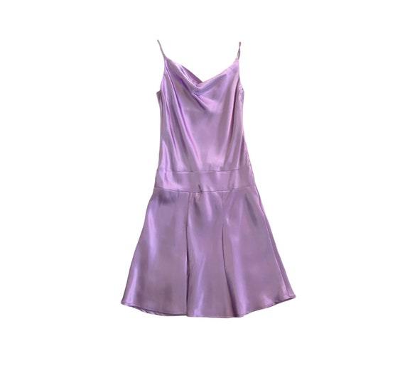 1990s Y2K shiny metallic scoop neck purple drop w… - image 3