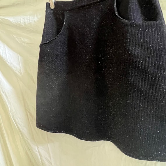 1990s black lurex shiny tinsel high waist pencil … - image 5