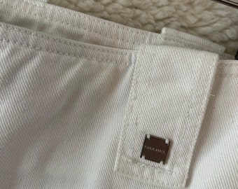 Y2k Chanel Identification 2001 pre spring/summer Act I low rise white denim Jean wide leg pants size 38