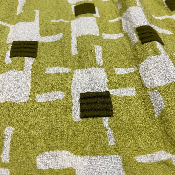 1960s chartreuse green woven embroidery geometric… - image 2