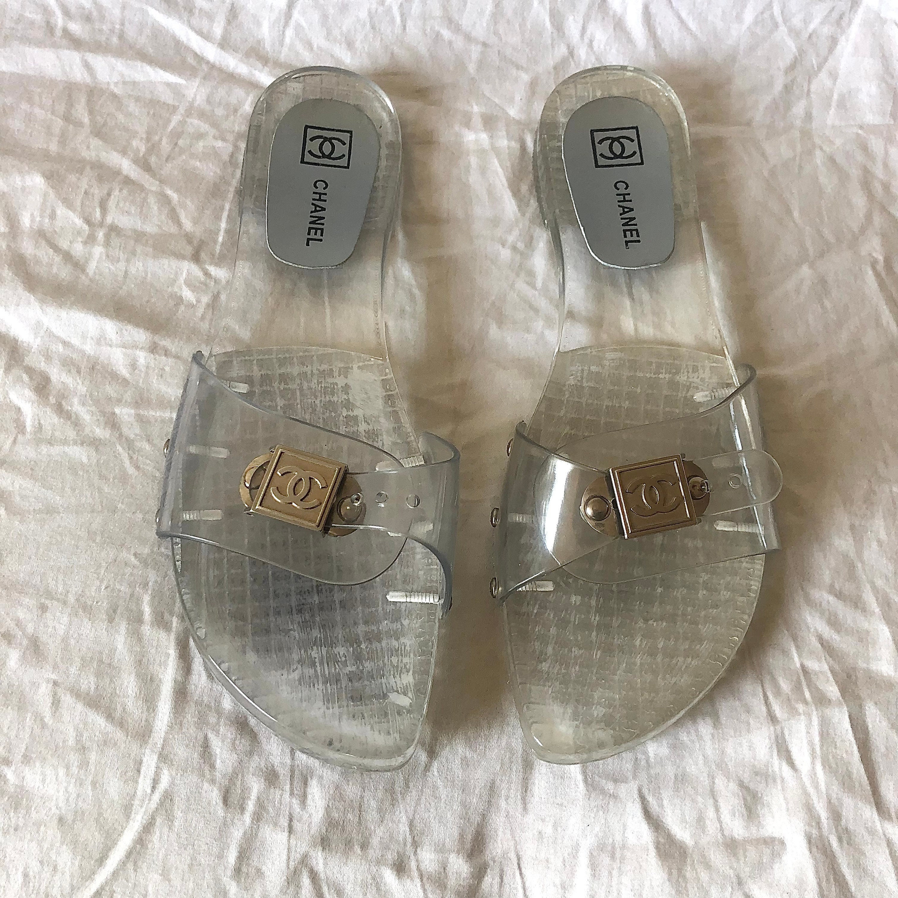 chanel pool slides chanel slides chanel rubber slides chanel jelly