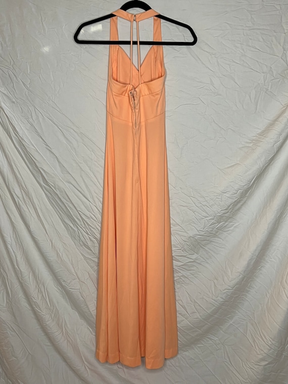 1960s 1970s peach halter maxi dress w pleated bod… - image 8