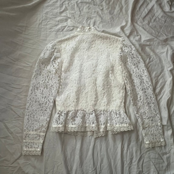 1970s 80s Gunne Sax by Jessica McClintock cream lace … - Gem