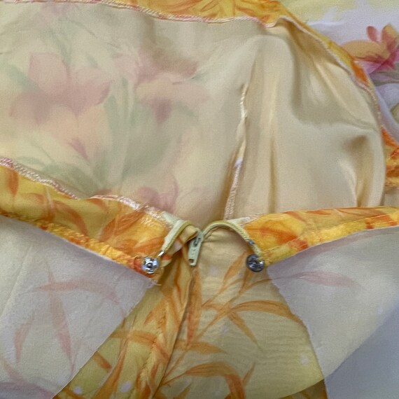 70s yellow organza full length tiered gown with back bow // small-medium main image 0