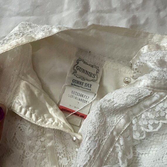 1970s 80s Gunne Sax by Jessica McClintock cream lace … - Gem