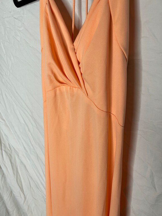 1960s 1970s peach halter maxi dress w pleated bod… - image 6