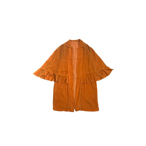 1920s antique golden SILK VELVET ruffle cape jack… - image 2