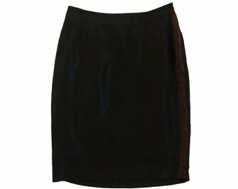 1990s MIU MIU high waist rayon mini pencil skirt w side satin stripe made in Italy size 26” waist