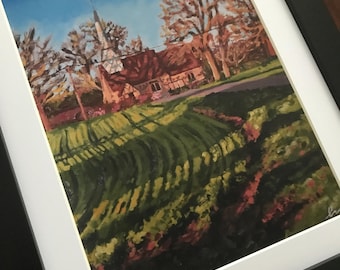 St. Mary's & Emmanuel Parish Church Hawkwell, Rochford - original art signed and framed print