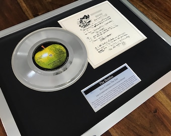 The Beatles Here Comes The Sun Silber 7 "Single + Vinyl Texte gerahmt Display