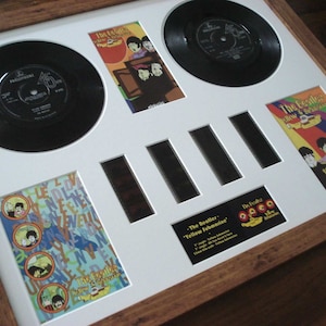 The Beatles Yellow Submarine vinyl 35mm film cell framed montage