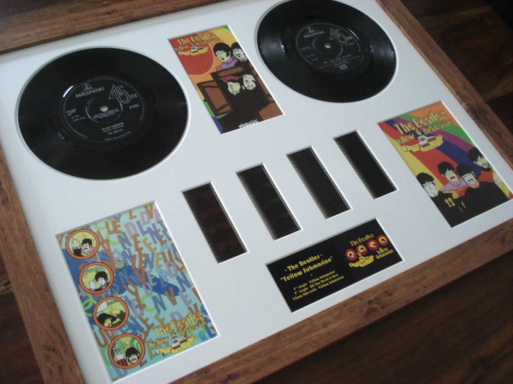 The Beatles Yellow Submarine Vinyl 35mm Film Cell Framed Montage