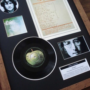John Lennon Imagine 7&quot; single + Vinyl Lyrics Framed Display